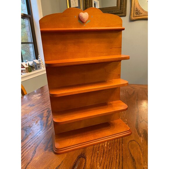 Cherished Teddies Wooden Display Shelf With Heart Accent & Wall Hanging Wire 5-T - Picture 1 of 6